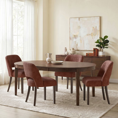 Upholstered Back Side Dining Chair with Solid Wood Legs,Set of 4