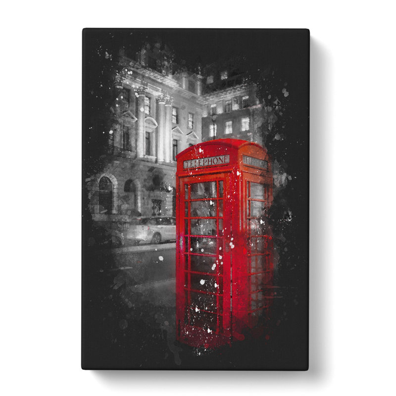 Red Telephone Box - Wrapped Canvas, 91cm H x 60cm W x 3cm D