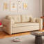 Canapé-lit moderne en cuir blanc cassé rétractable avec rangement-129767736