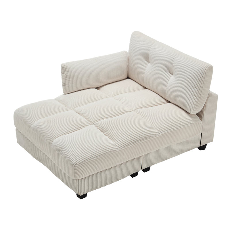 Canapé-lit confortable en velours côtelé, Beige
