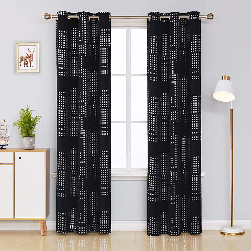 Carmacmoin Room Darkening Curtain Pair, Black, 42" W x 84" L