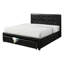 Grand lit rembourré en similicuir noir pour chambre à coucher avec tête de lit et rangement sous le tiroir, structure en peuplier de pin avec structure en peuplier
