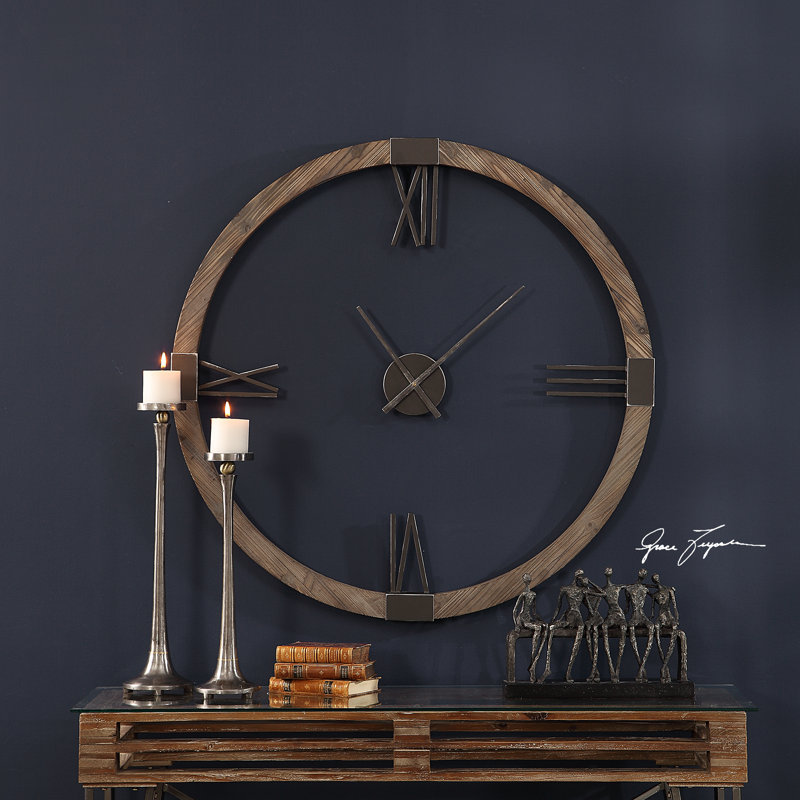Marcelo 39.5" Brown Wood Traditional Wall Clock