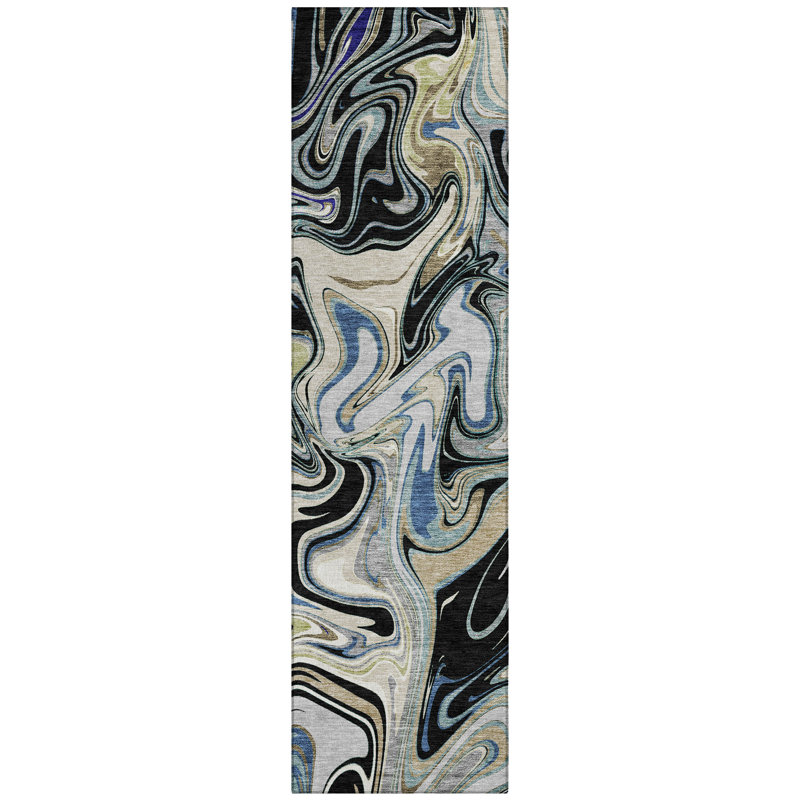 Machine Washable Indoor/Outdoor Jourdan ACN2395 Abstract Rug, Runner 2'3" x 7'6"