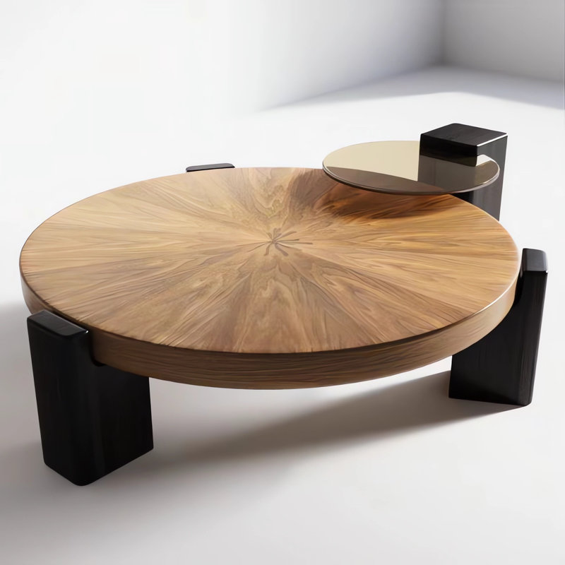 Table basse ronde en bois massif ZMZ