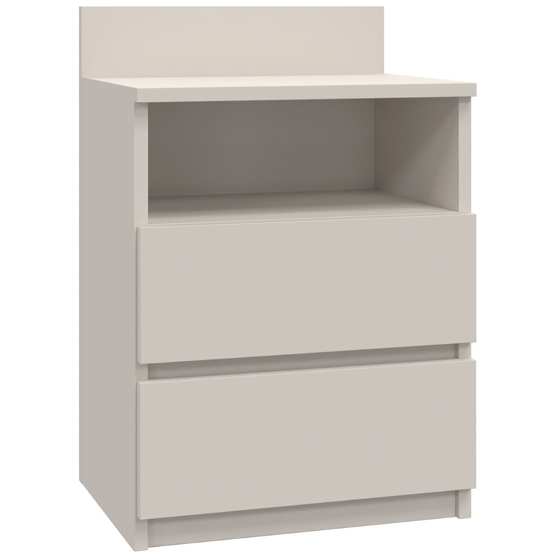 Taahir 2-Drawer Bedside Table with Open Shelf 40 cm Cashmere