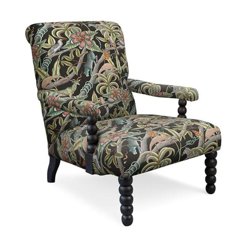 Pod Occasional Chair Upholstered in Ardmore Fabric, Pangolin Park Rust Velvet