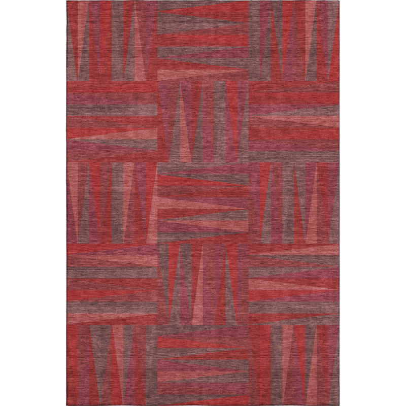 Premium Machine Washable Collett AMF1012 Squares Rug, Rectangle 3' x 5'