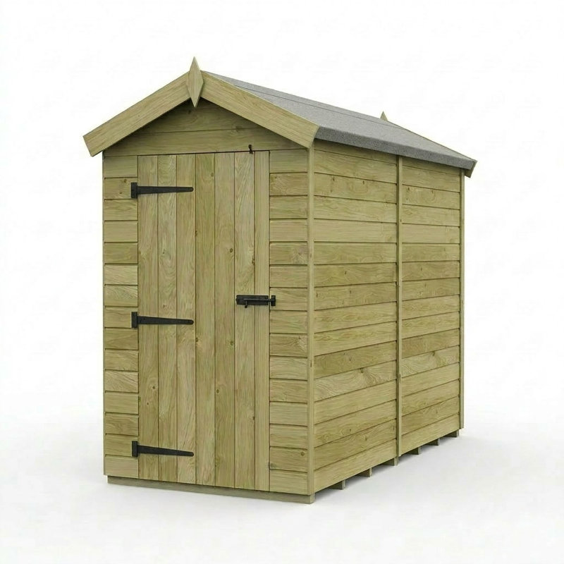 Total Sheds 4ft x 8ft Apex Garden Shed - Single Door - No Windows - Pressure Treated Timber - UK Manufactured