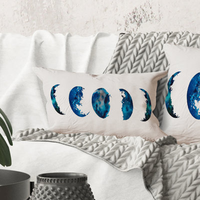 Coussin décoratif rectangulaire, Blue Moon Phases - Bohème et éclectique