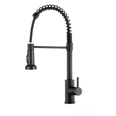 Industrial Style Kitchen Faucet with Pull Down Sprayer, 1 or 3 Hole Installation, Matte Black Stainless Steel, Easy to Install and Use