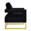 Chaise d'appoint de style moderne avec base en métal doré, fauteuil de loisir rembourré en velours avec accoudoirs ouverts, fauteuil, noir