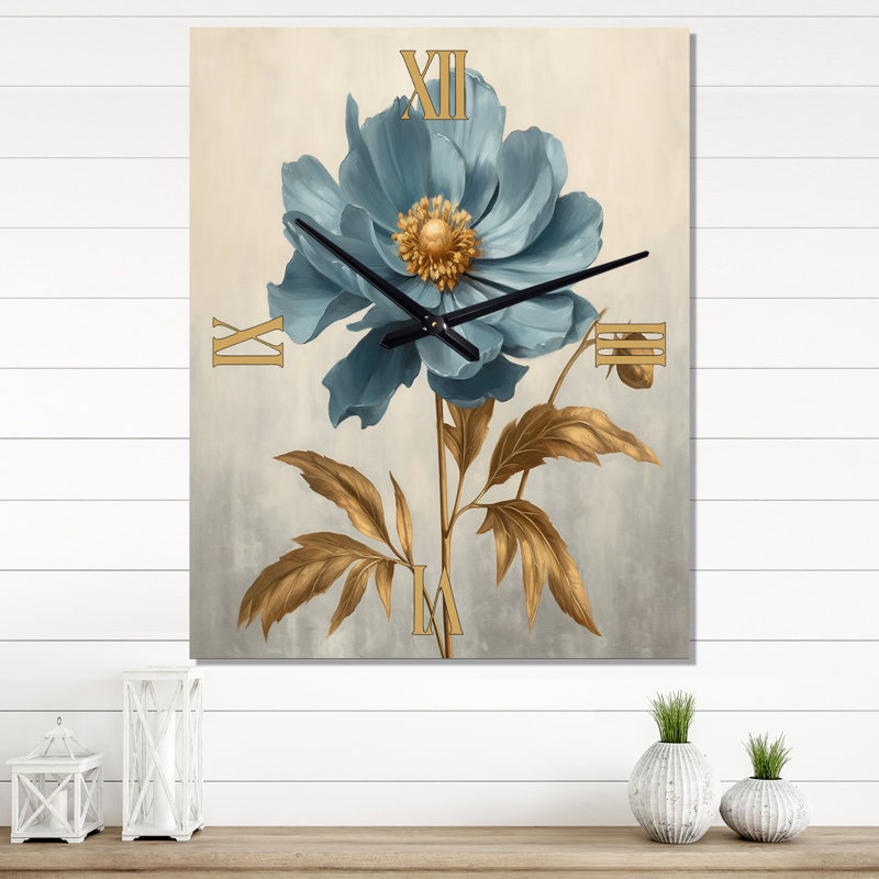Horloge murale en fleurs avec anémone en fleurs rétro I - fleurs sauvages, Moyen