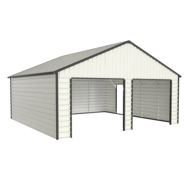 Double Garage Metal Shed with Side Entry Door