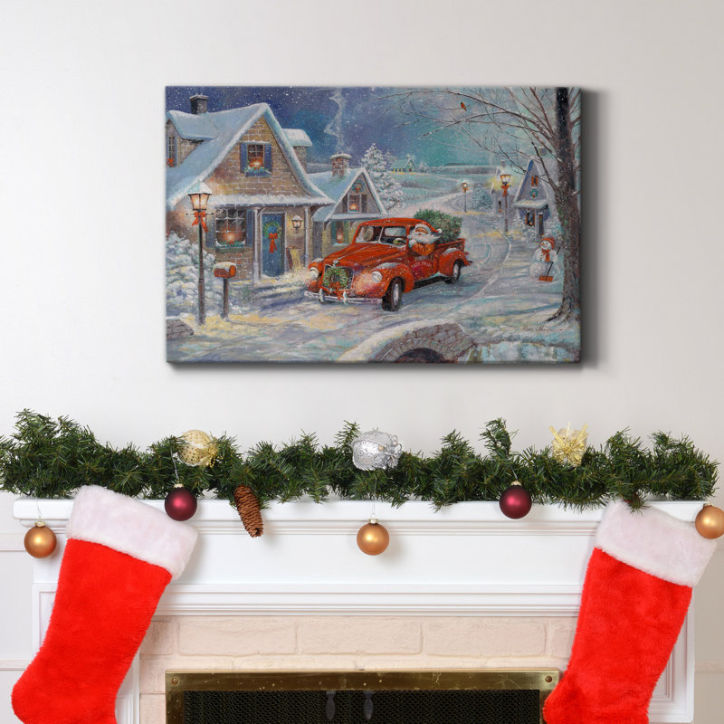 Santa's Tree Farm, toile tendue avec châssis de qualité supérieure - prête à être accrochée, H 18 po x l 12 po x P 1 po