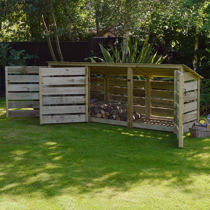 Urbanna 340cm W x 74.5cm D Solid Wood Log Store, Light Green