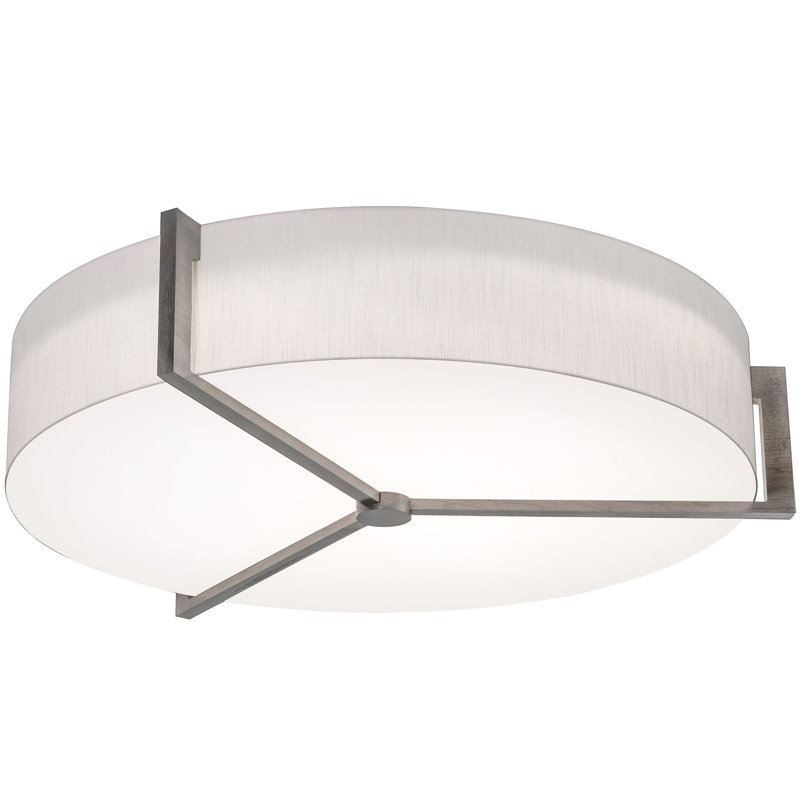 Leeroy LumaFuse LED Flush Mount, White, Weathered Gray/White, 7.25" H  x 33.33" W x 33.33" D