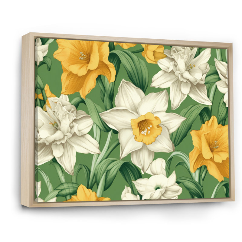 «Yellow White Natures Impression Daffodil I» sur toile, Cadre naturel flottant, H 30 po x l 40 po x P 1,5 po