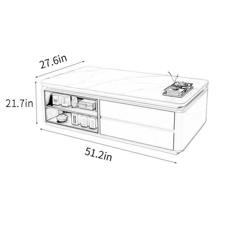 Modern simple high-grade coffee table, 21.7" H x 51.2" L x 27.6" W