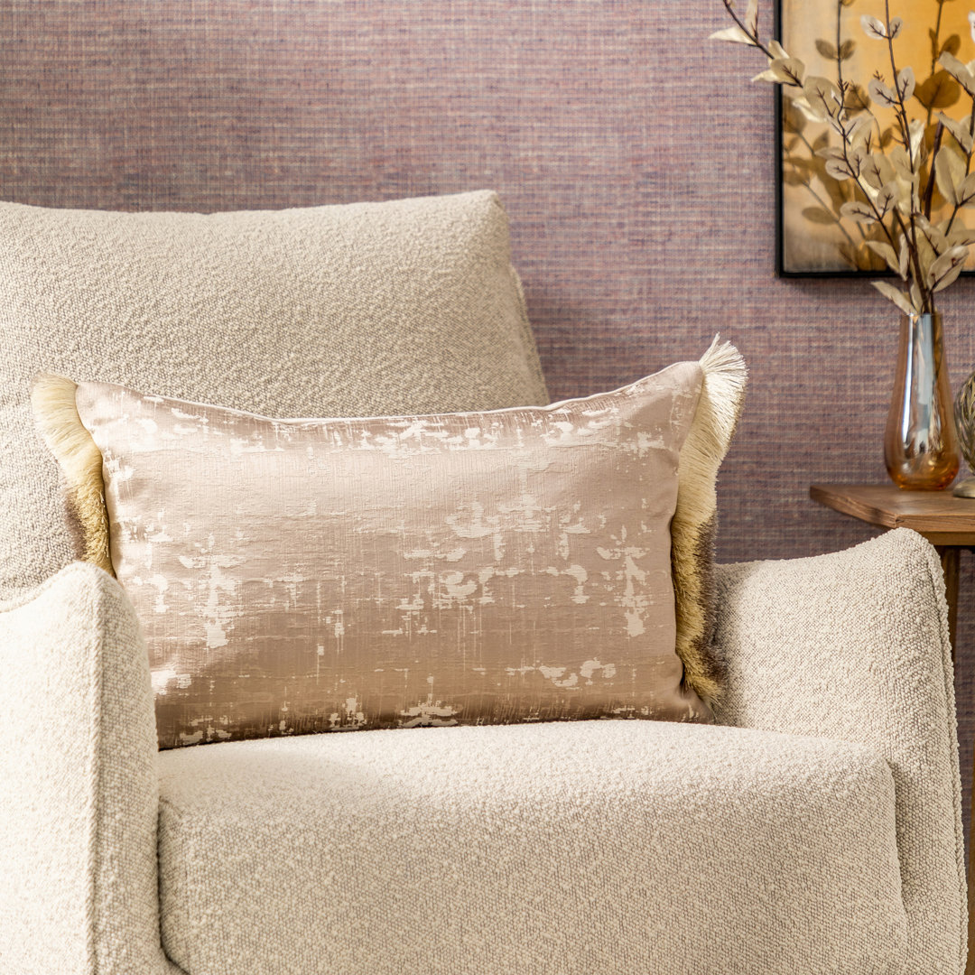 Feathers Abstract Rectangular Lumbar Cushion with Filling