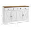 Buffet, armoire à buffet avec 2 tiroirs, 2 armoires de rangement, 4 portes de style grange et tablettes réglables, table de ferme avec rangement, plateau en grain de bois, blanc, buffet