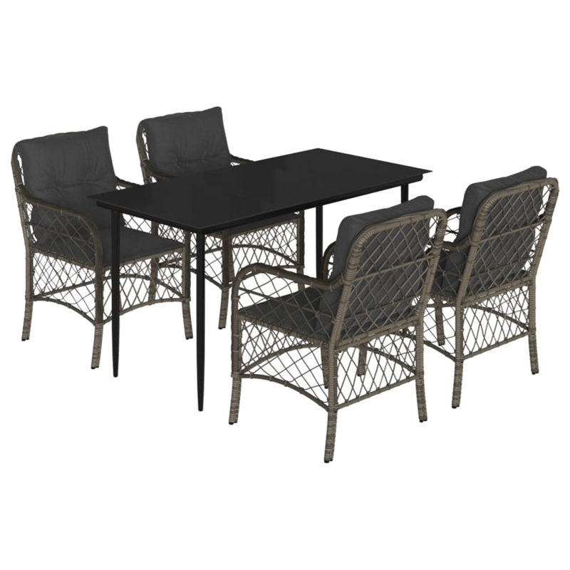 Ensemble bistro avec coussins en poly Bay Bay Home ™, Gris foncé / Gris, H 29,1 po x l 55,1 po x P 27,6 po, 4