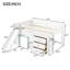Lit mezzanine double pleine grandeur blanc avec glissière et trois tiroirs de rangement - Design moderne, matériaux, aucun sommier nécessaire, facile à installer