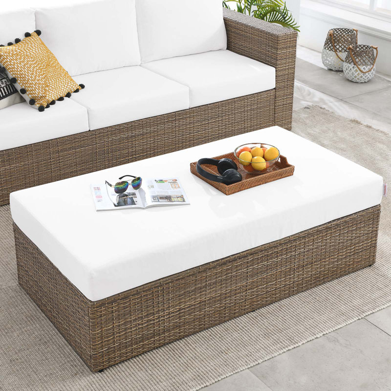 Repose-pieds d'extérieur rectangulaire Convene, Blanc