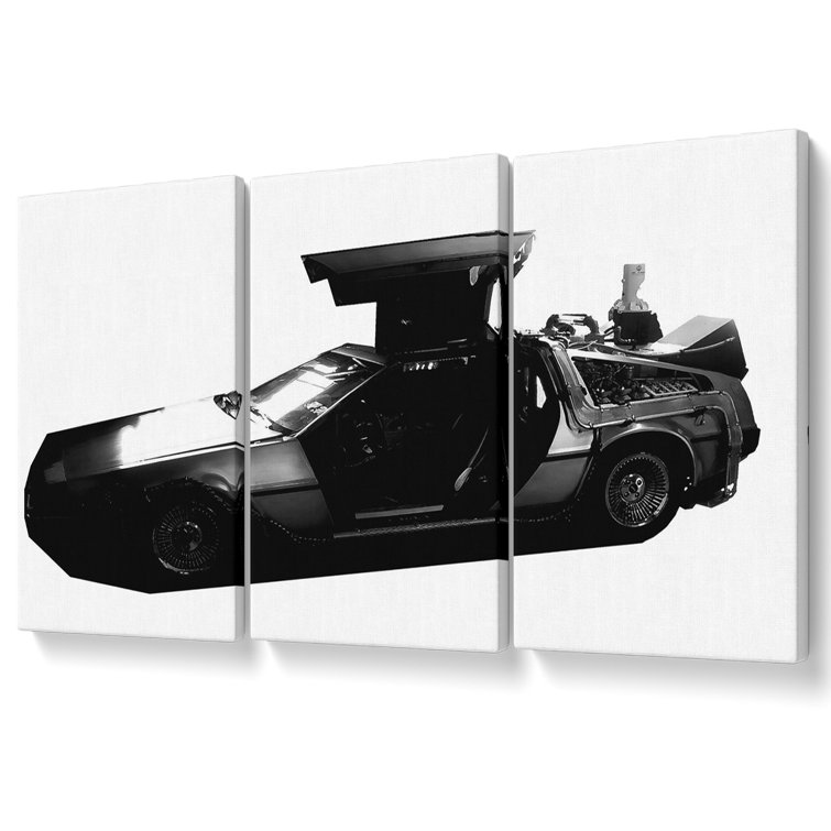 Back To The Future Dolorean - 3 Piece Wrapped Canvas Print