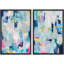 «Pastel Pink Blue Geometric Mountain Landscape», 2 pièces sur toile-99016124-99016125