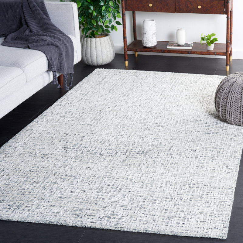 Glamour Hand Tufted Viscose Wool Cotton with Latex Abstract Rug in Grey/Ivory, Rectangle 6' x 9'