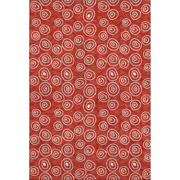 Premium Machine Washable Prisco Red Rug