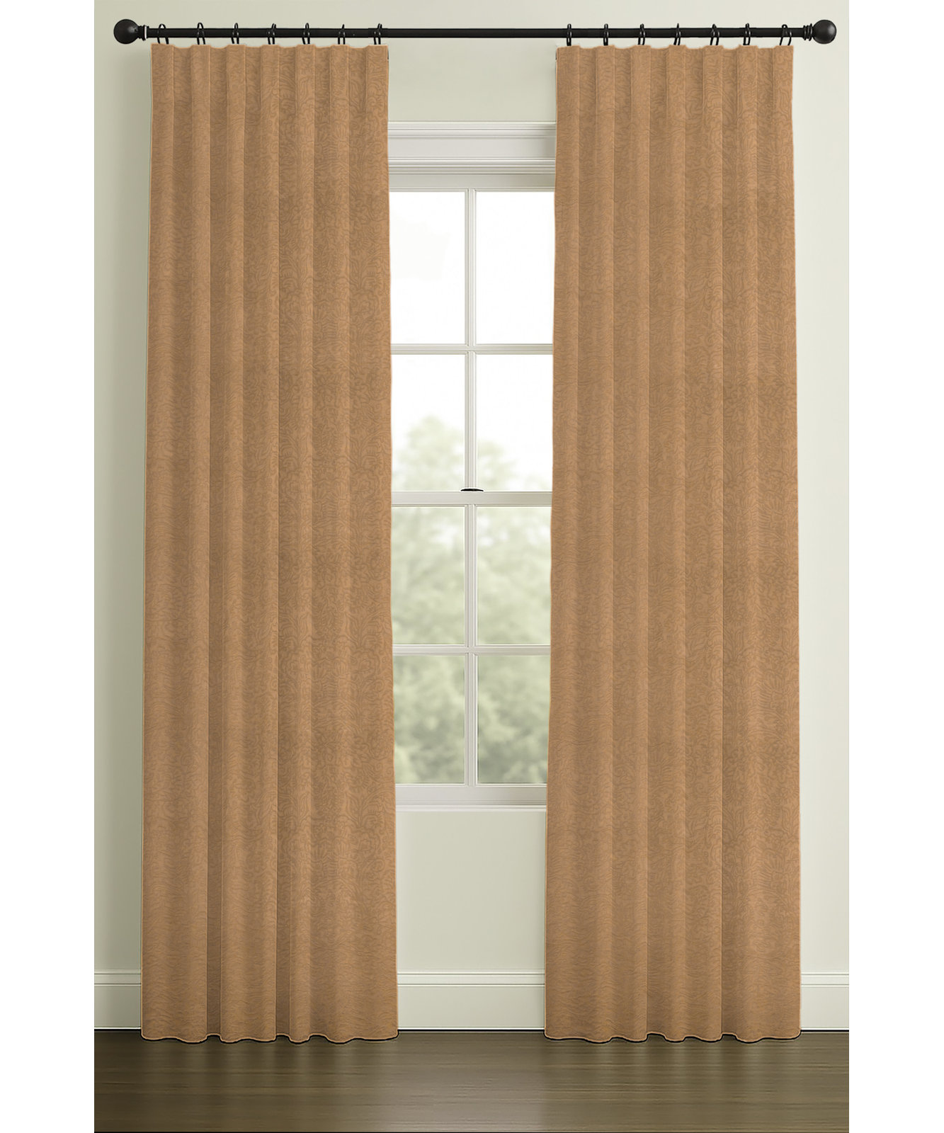 Myers Cotton Matelasse Pleated Curtain, Tan
