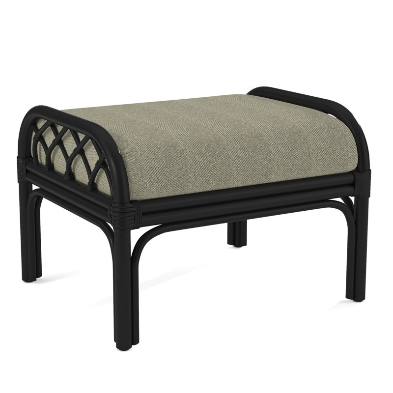 Edgewater Ottoman, Black, White Performance Fabric; 0851-94
