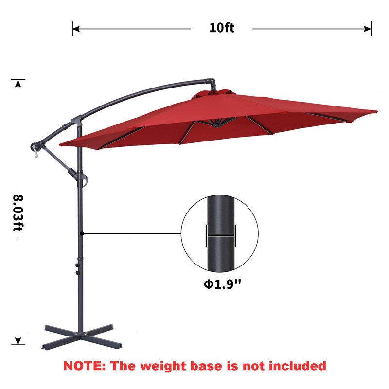 Parasol en porte-à-faux rond 120 "Atanase, Rouge