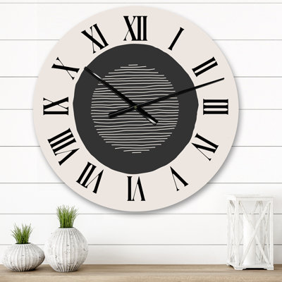 Minimal Primitive Bauhaus Monochrome Geometrics V Wall Clock
