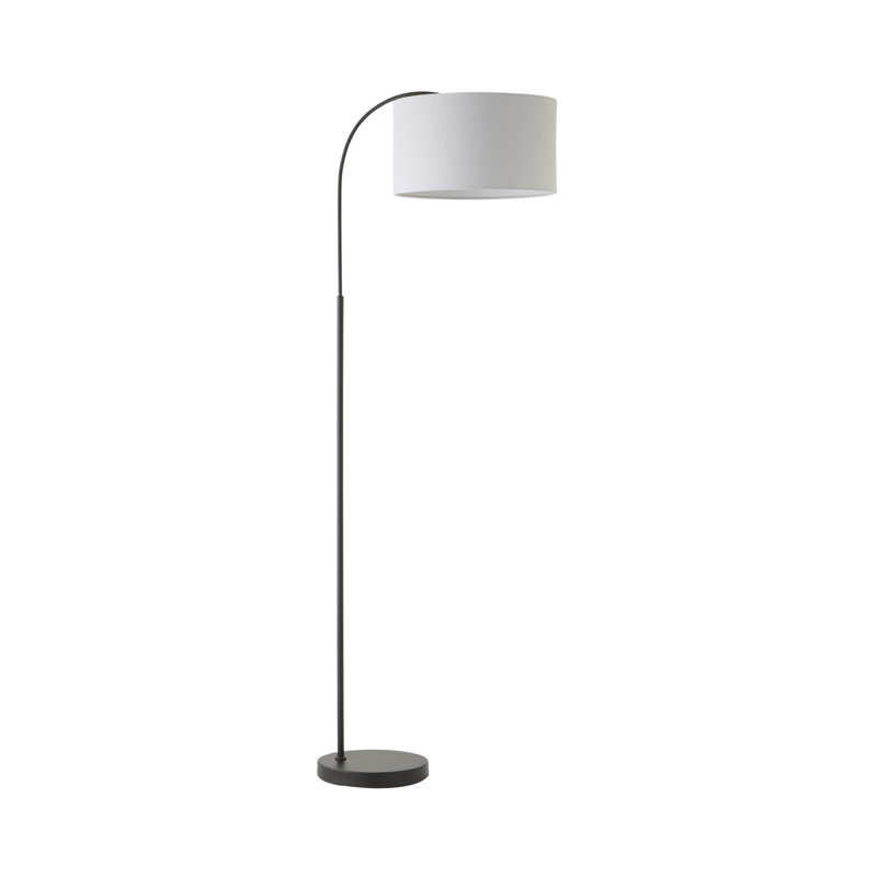 Domani 143cm Black Arched Floor Lamp, Grey