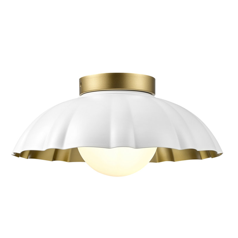 Plafonnier encastré blanc mat 1 lumière avec abat-jour intérieur en verre