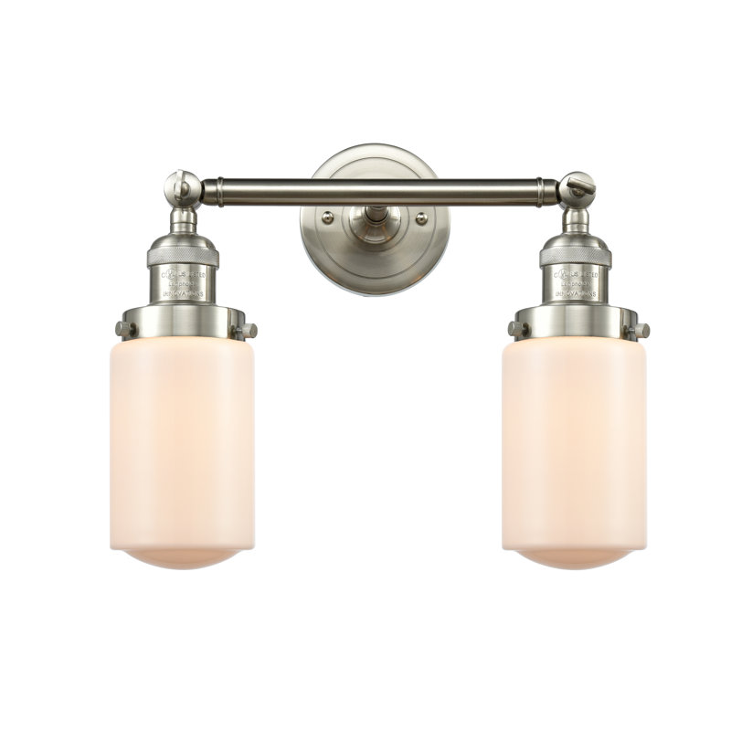 Éclairage pour salle de bain 2 lumières Saroyan, Chrome poli, Ampoule incandescente rétro de 60 watts, Blanc mat