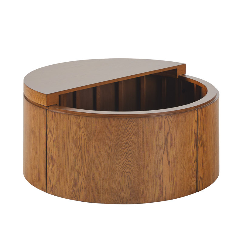 Table basse 36 po avec rangement caché Aaric, Chêne brun moyen