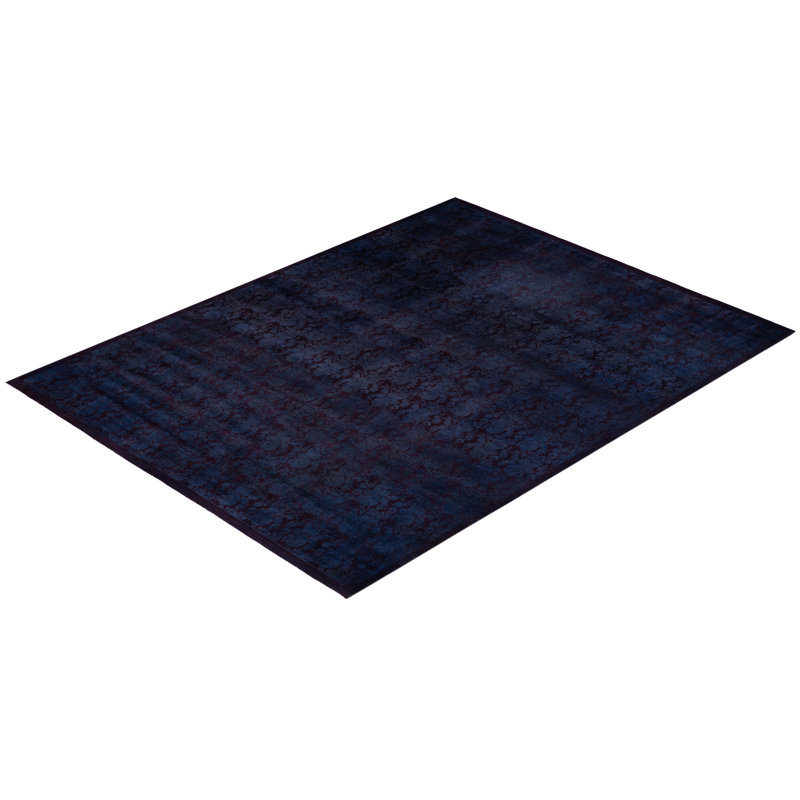 Overdyed Hand-Knotted Wool Modern-Contemporary Black Area Rug 9' 2" x 11' 7"
