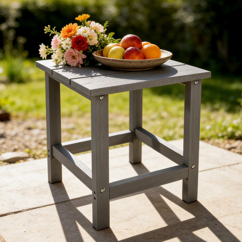 Maillet All Weather Adirondack Outdoor Hdpe Side Table, Gray