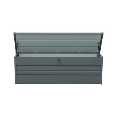 260 Gallon Metal Outdoor Deck Box Waterproof, Extra Large Patio Storage Box with Lockable Storage Containers for Patio Furniture Cushions, Pool Accessories, Garden Tools Dark Gray