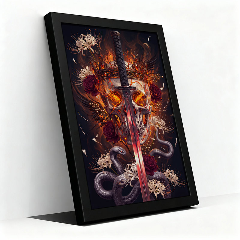 Impression sur toile Fiery Crowned Skull, H 24 po x l 16 po