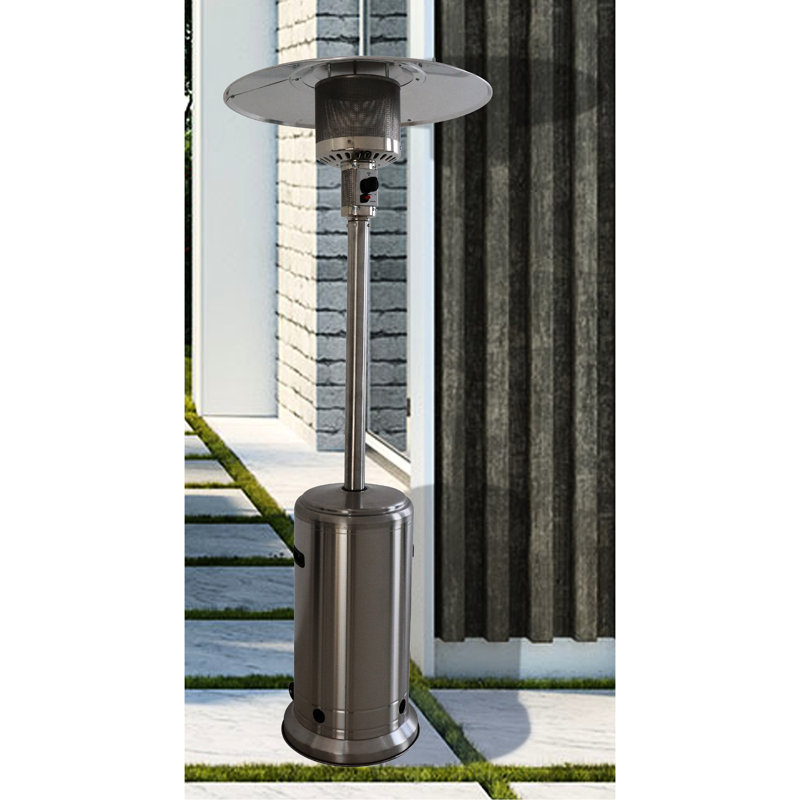 46,000 Standing Patio Heater - Efficient Heat Generation, Steel Gray Look, 67.91 Lb Weight, Shut-Off Valve 46000 Turns Chilly Evenings Comfortable, Aluminium Structure, 35 In Package Height, Smooth