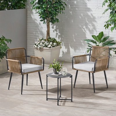 Almaraz Modern 18" Faux Concrete All-Weather Outdoor Side Table