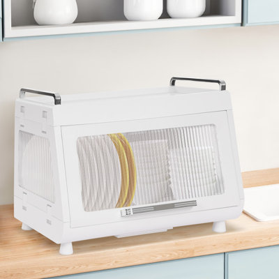 Plastic Dish Drying Rack And Drain Board With Lid Cover