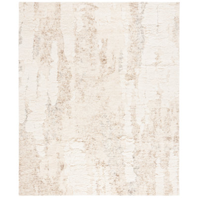 Tapis gris / beige en laine / coton noué à la main Cadle