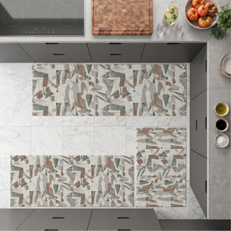 Abstract Geometric Non-Slip Washable Kitchen Mats