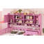 Lit simple rose avec bureau fonctionnel, fauteuil branché et bibliothèque multifonctionnelle de style tête de lit-905637922